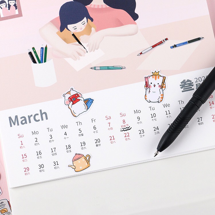 Bộ sticker hình thú ngộ nghĩnh trang trí sổ tay (ST12)