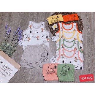 ( BEYE 086 ) Bộ thun lạnh chó Snoopy cho bé trai gái 5kg - 15kg túi zip