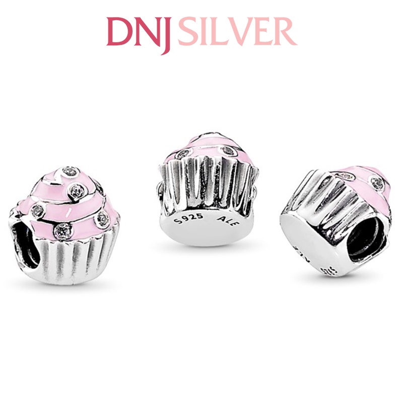 Charm bạc 925 cao cấp, hàng chuẩn bạc - Charm Pink Cupcake thích hợp để mix vòng tay charm - DN202