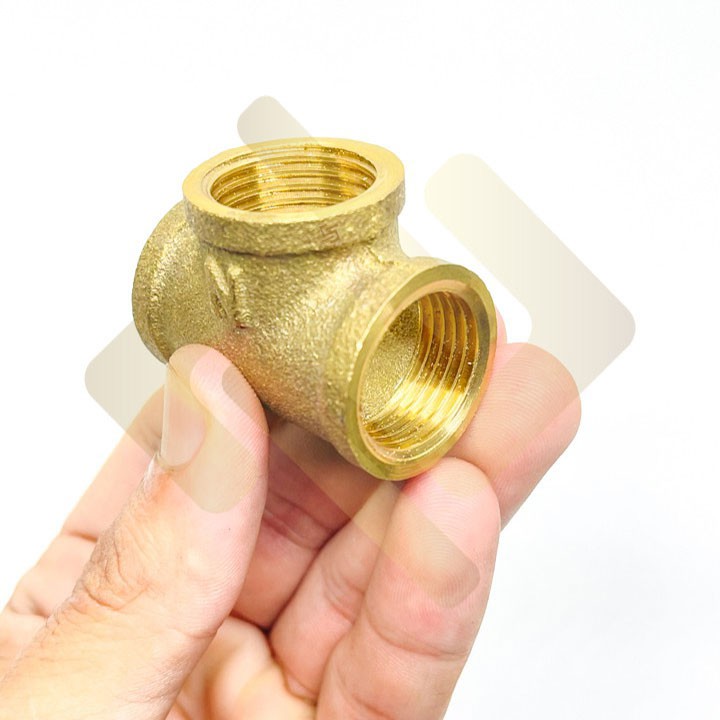 [TÊ NỐI REN] Tê thau chia ba đầu ren trong bước ren BSP hệ G dân dụng - Đồng đúc khuôn dập nóng (brass pipe fitting tee)