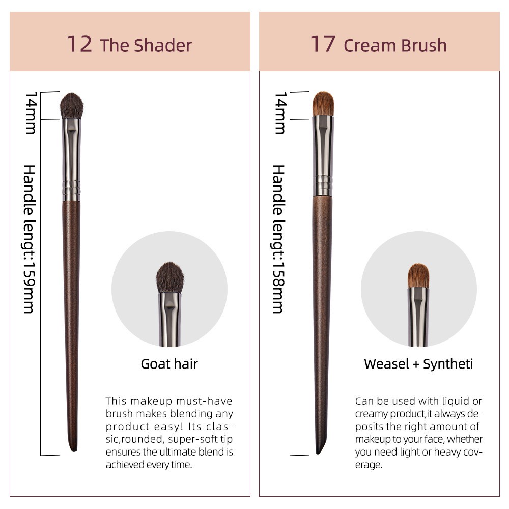 Set 2 cọ trang điểm OVW XQ1217 cỡ vừa sử dụng tiện lợi