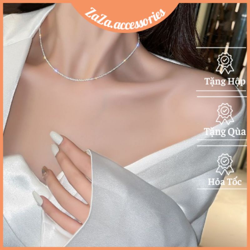Dây chuyền nữ bạc S925 - Vòng cổ bạc Ý kim tuyết phản quang sang trọng, thanh lịch Zaza accessories