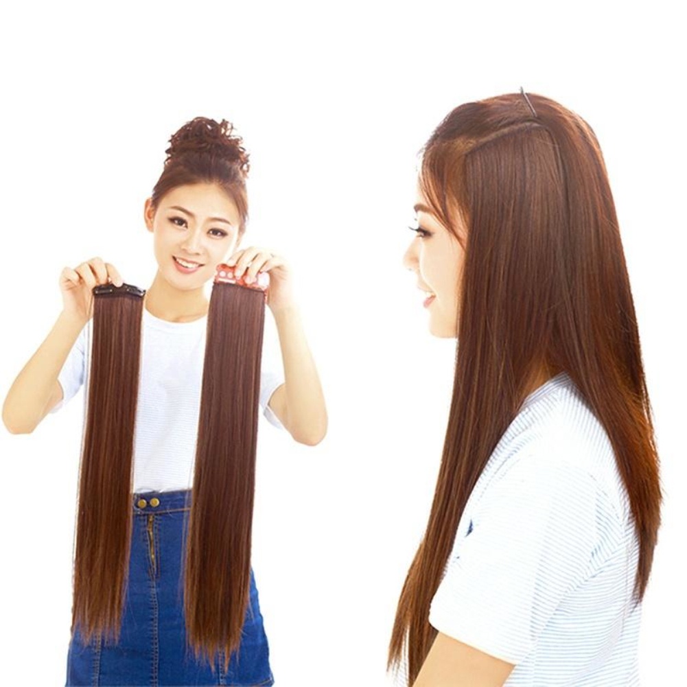 [Hàng mới về] Tóc giả nối dài dáng thẳng 2 kẹp siêu bền dùng hóa trang dành cho nữ