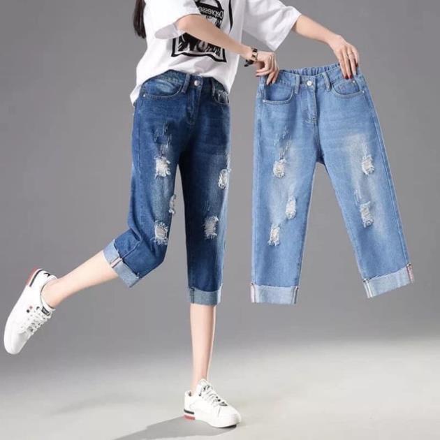 Quần jean lửng cạp chun (Có sẵn màu xanh đậm sz 33) !