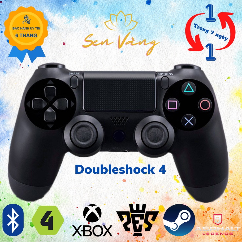 ⚡𝕾𝖆𝖑𝖊 𝖈ự𝖈 𝖒ạ𝖓𝖍⚡Gamepad không dây PS4- Tay cầm chơi game DoubleShock (PS4) màu ĐEN Nhiều chế độ rung lắc cực chất