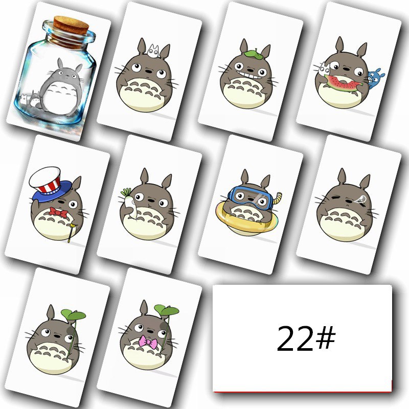 Set 10 card in Totoro Cartoon Anime Printed Frosted Sticker Cards