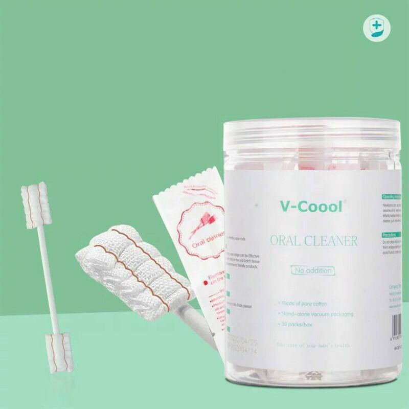 Hộp 30 que rơ lưỡi / tưa lưỡi Vcool tiệt trùng an toàn cho bé