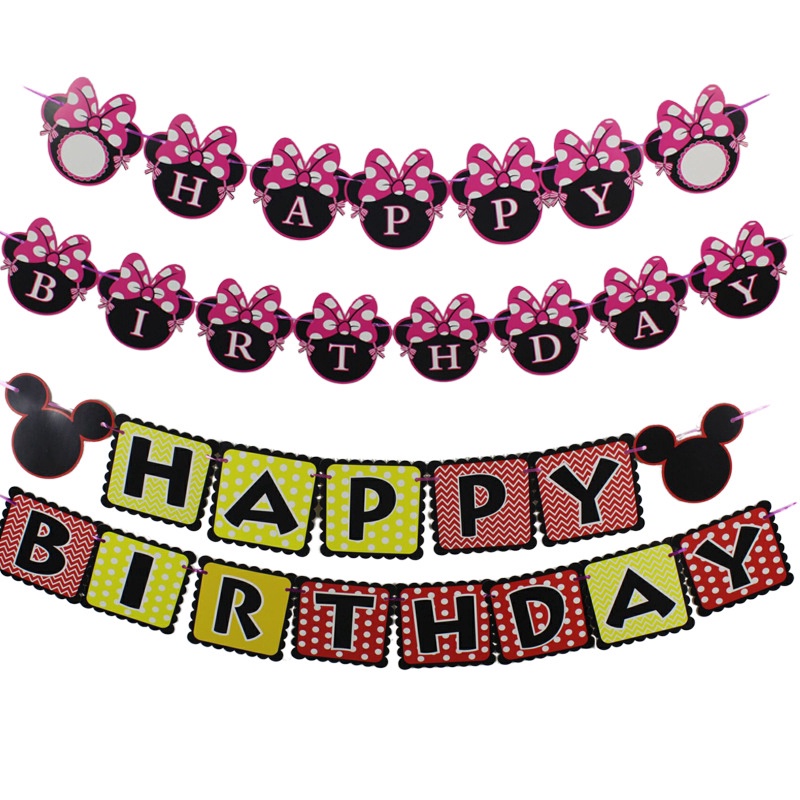 Dây Treo Trang Trí Tiệc Sinh Nhật Hình Chuột Mickey/Minnie Đáng Yêu
