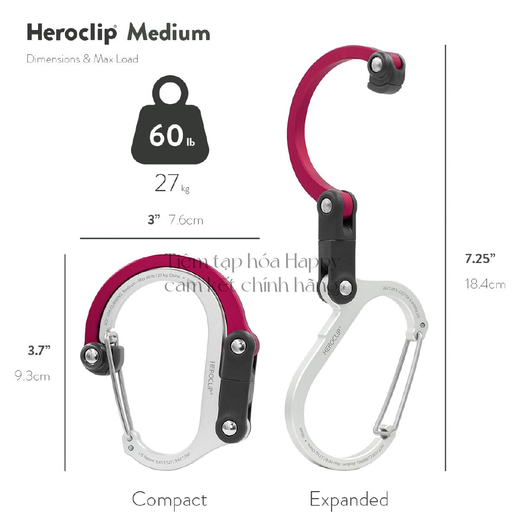 Móc khóa Heroclip size Medium chịu được tải trọng 27kg - Màu Mint Teal