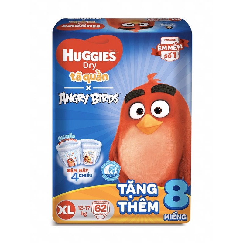 [Angry Birds] Tã quần Huggies Angry Birds tặng 8 miếng bên trong M74-L68-XL62-XXL56 mới