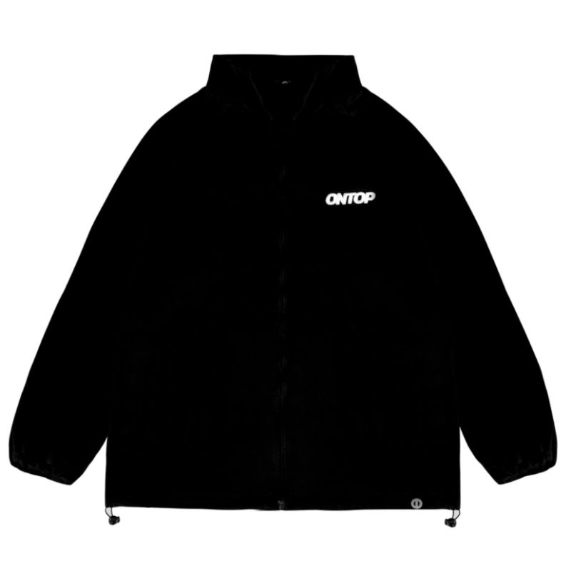 Áo khoác dù nam form rộng local brand ONTOP màu đen nút bấm cổ trụ thumbnail