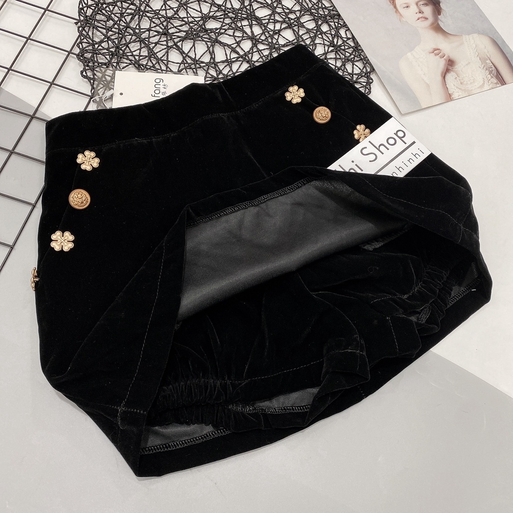 Chân váy nhung dáng A đính khuy đồng có lót quần trong CV1616 - NhiNhi Shop | BigBuy360 - bigbuy360.vn