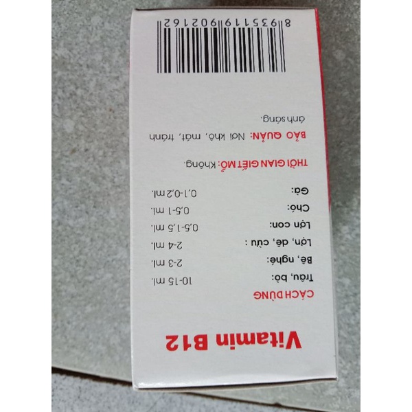 Vitamin b12 dinh dưỡng cho gà đá chọi, chim, chó mèo dê cừu thỏ lợn ngan vịt bổ máu, hoa lan,thú y