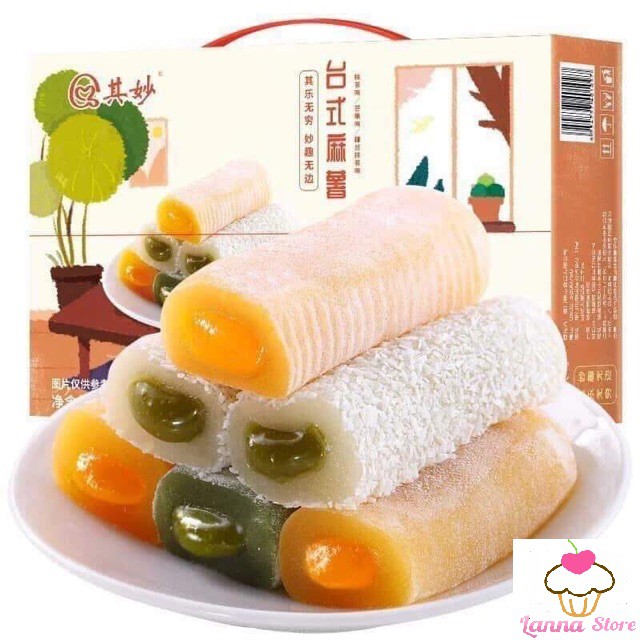 [Combo 1kg/28 cái] Bánh mochi dài mix 3 vị TRÀ XANH MATCHA, XOÀI, TRÀ XANH PHỦ DỪA