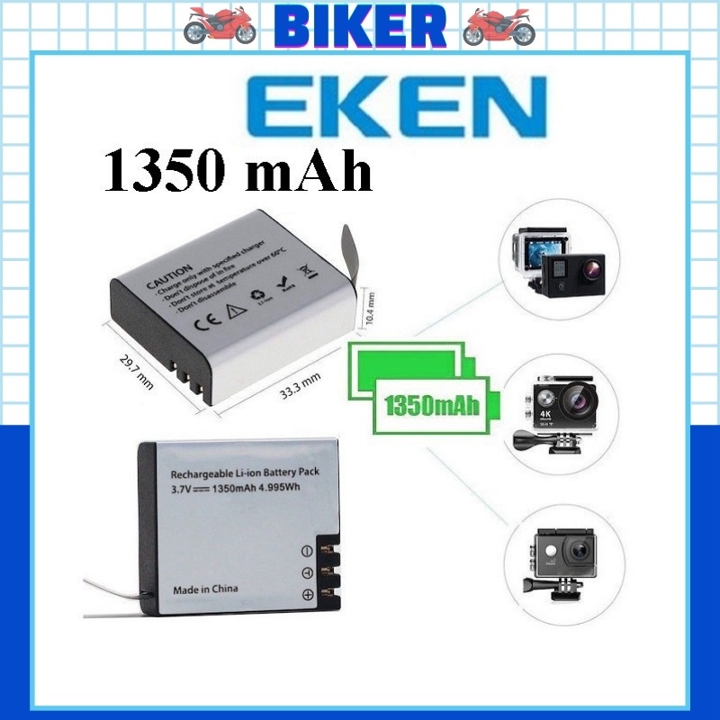 ✔️ Pin 1350 mAh Cho Mọi Camera Hành Trình Eken H9r, SJCAM 4000, Amkov, Camera 4k