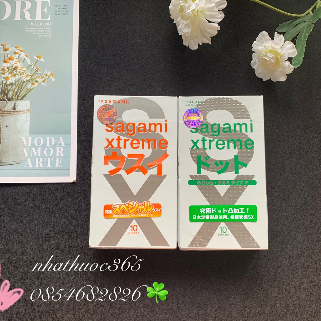 (COMBO) - Bao Cao Su Sagami Siêu Mỏng Super Thin + Có gai  Xtreme White 2 hộp 20 chiếc - Nhật Bản Chính Hãng