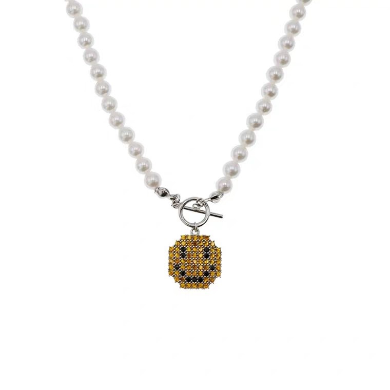 Vòng cổ Ngọc Trai Mặt Hình Mặt Cười Đơn Giản Cho Nữ