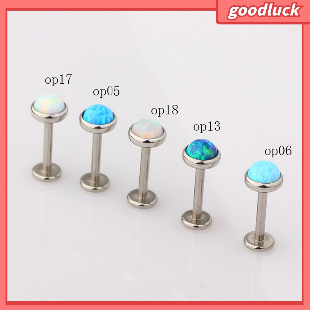 1Pc Đàn ông Phụ nữ Faux Opal Labret Lip Ring Ear Stud Earring Body Xuyên Đồ trang sức