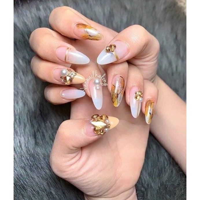 Gói ngọc trai nửa nail mix size trang trí móng