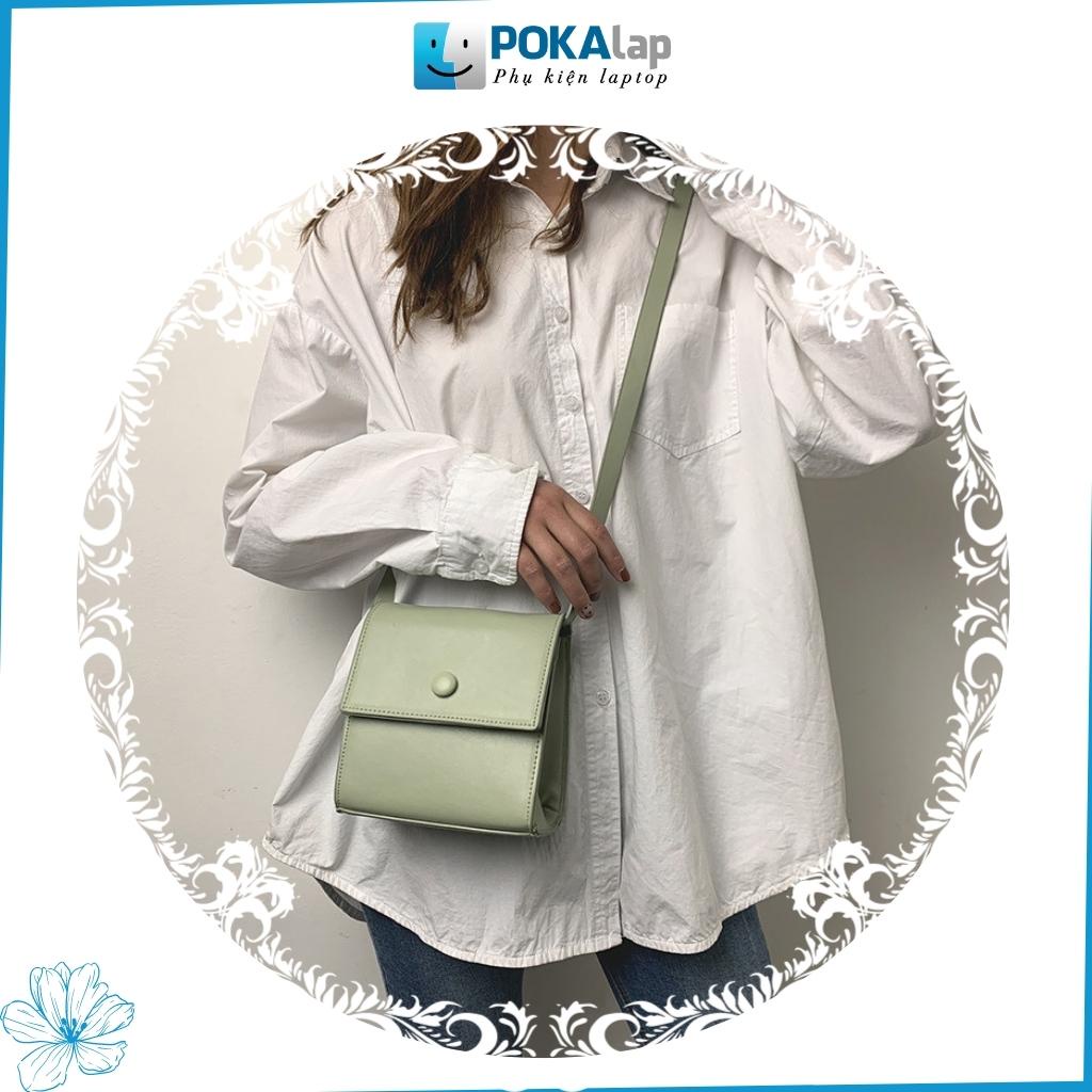 Túi xách nữ, túi đeo chéo nữ POKA25 đeo chéo hình vuông cúc bấm phong cách Hàn quốc- POKALAP