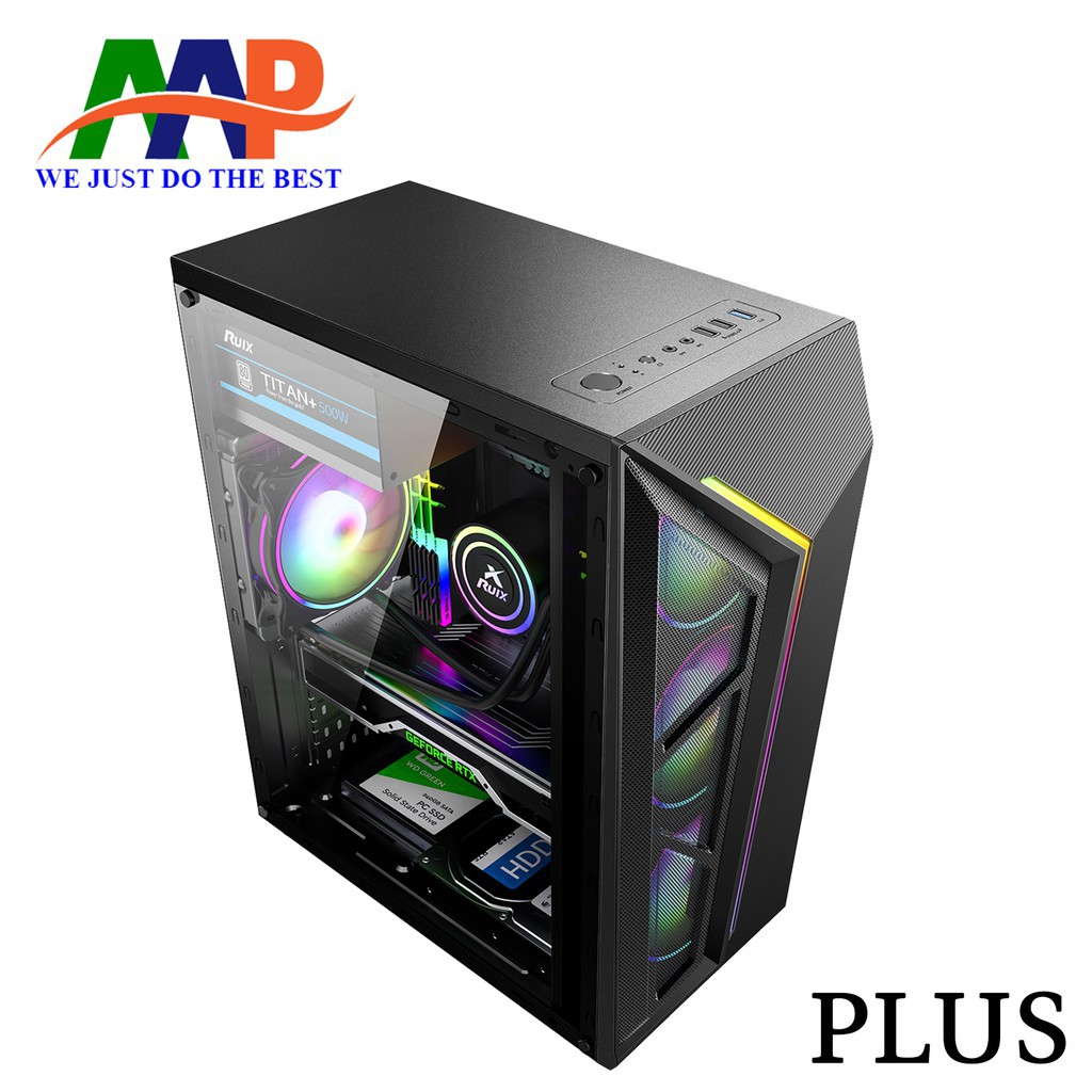 VỎ MÁY TÍNH  AAP PLUS GAMING LED RGB - CÓ SẴN DÃY LED MẶT TRƯỚC