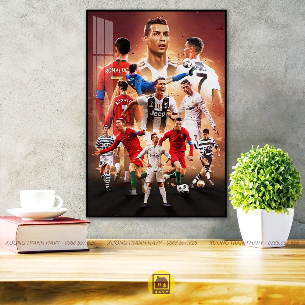 Tranh bóng đá CR7 mica tráng gương cao cấp