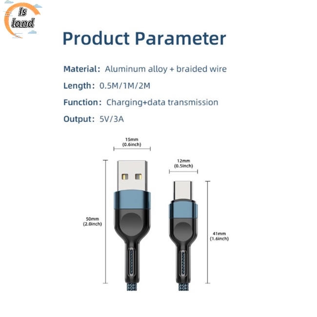 Dây Cáp Sạc Truyền Dữ Liệu Type-c Chống Trượt Tương Thích Với Android Ios Huawei