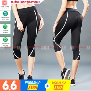 Quần tập gym nữ lửng, quần tập yoga lửng lưng cao co dãn 4 chiều nữ/ Khói Store - k107
