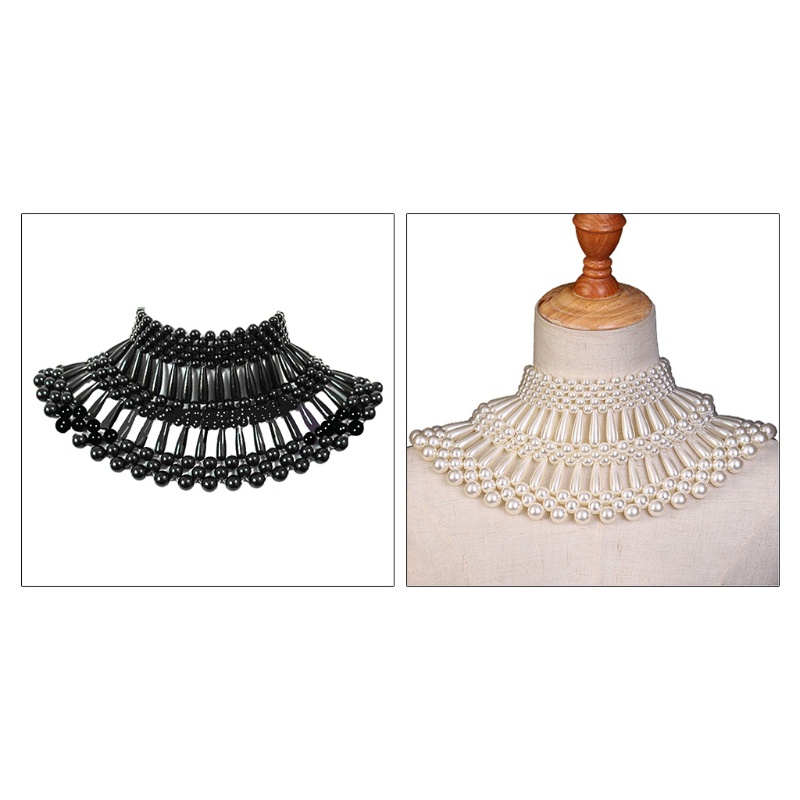 Yoioi Vòng Cổ Choker Dạng Yếm Đính Hạt Ngọc Trai Hình Giọt Nước Rỗng Handmade Sang Trọng Cá Tính Sha