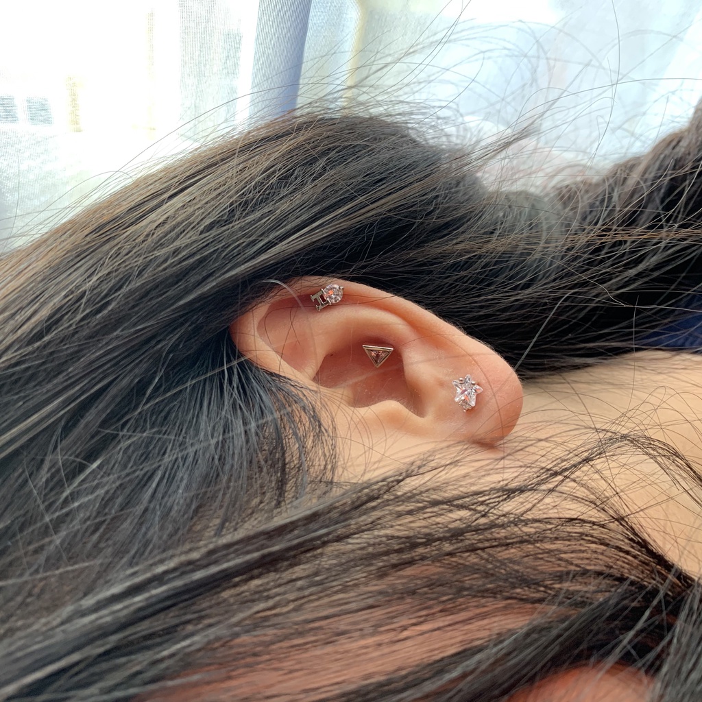 Khuyên tai nhỏ xinh chân bạc 925 không kích ứng nhiều hình phong cách Hàn Quốc HAMYN