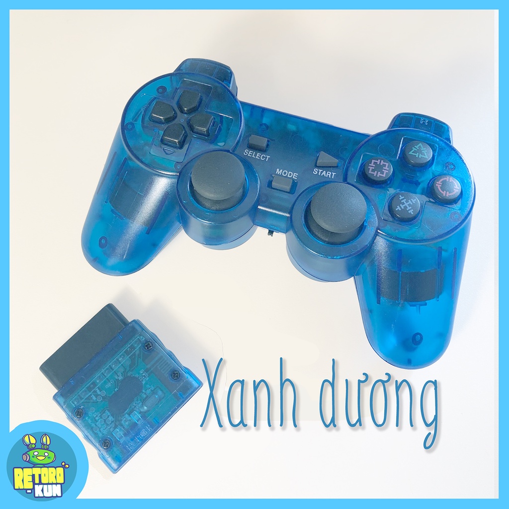 Tay cầm PS2 không dây trong suốt nhiều màu sắc