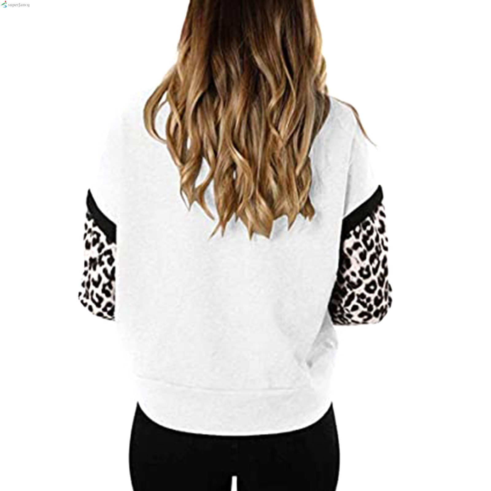 Sweatshirt for Women Long Sleeve Popular Leopard Patern Round Neck Loose Blouse