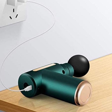 Máy mát xa cầm tay mini Massage Gun 6 cấp độ, giúp giảm đau cơ cứng khớp, đi kèm 4 đầu mát xa chuyên dụng