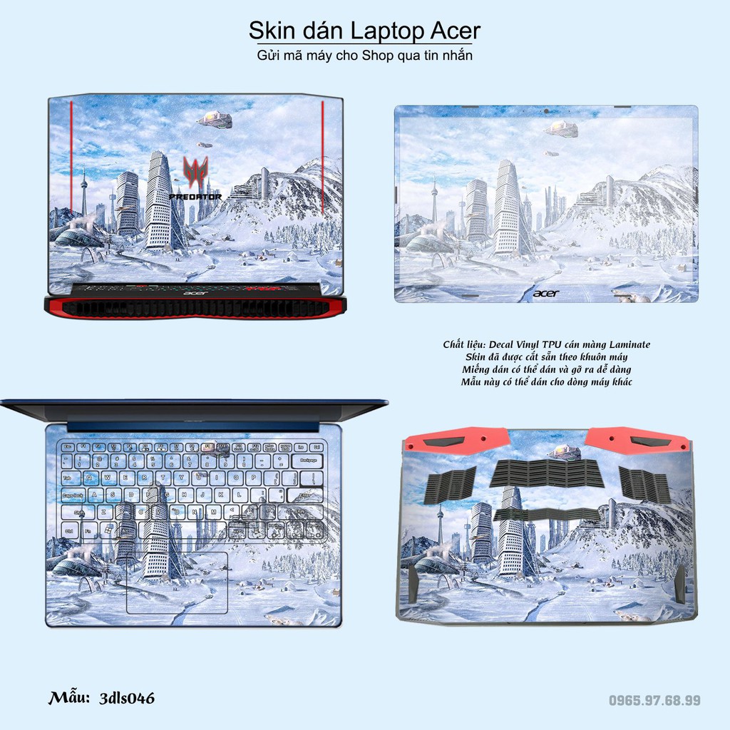 Skin dán Laptop Acer in hình 3D họa tiết (inbox mã máy cho Shop)