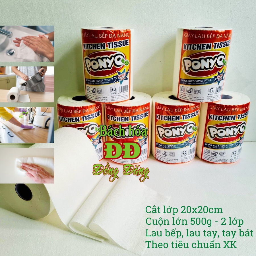 CUỘN GIẤY LAU BẾP ĐA NĂNG 2 LỚP PONYO 300 TỜ - 500G