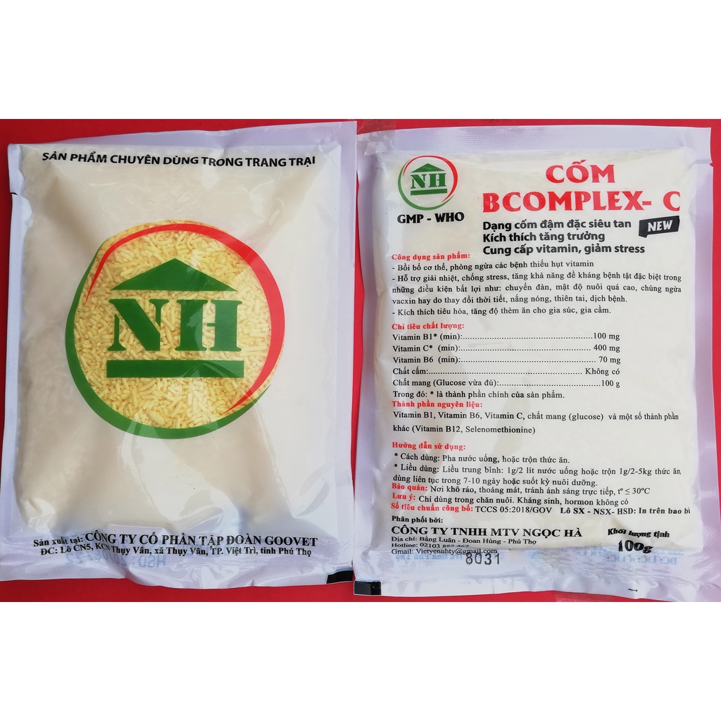 1 gói Cốm Bcomplex -C 100g Bồi bổ cơ thể, kích thích tăng trưởng dùng tốt cho gia súc, gia cầm, gà, vịt,gà đá, chim cảnh