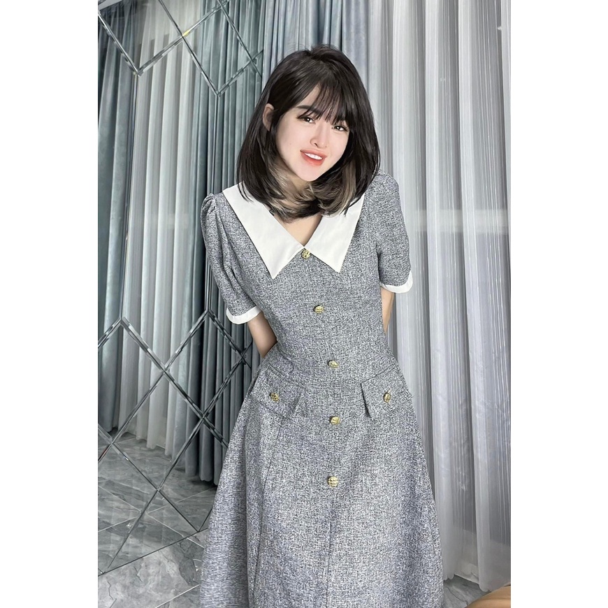 Váy dạ nữ thiết kế đầm dạ chữ a tiểu thư dự tiệc xinh xắn