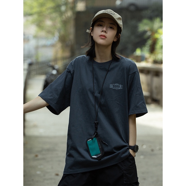 Áo Thun Tay Lỡ Logo Ngực Dáng Thụng 🦋 Áo Phông Unisex Cổ Tròn Cộc Tay 4 Màu 🦋