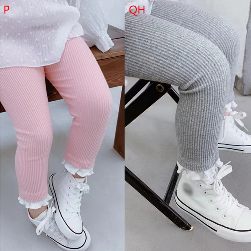 Quần Lót Legging Phối Ren Hoa Hoạ Tiết Kẻ Sọc Cho Bé Gái