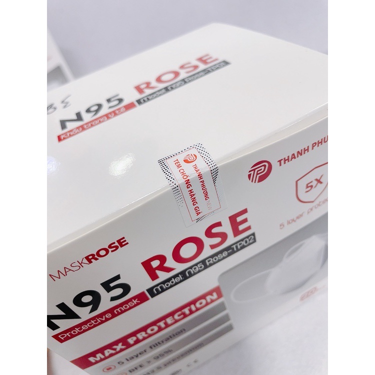 [Hộp 20 cái] Khẩu Trang N95 Rose Chính Hãng,Công Nghệ Nhật Bản, Khẩu Trang Y Tế 5 Lớp, Kháng Khuẩn Chống Bụi Siêu Mịn