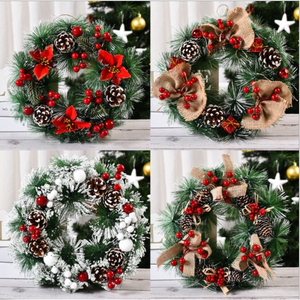 VÒNG NOEL, MERRY CHRISTMAS trang trí treo tường, treo cửa- Vòng hoa Giáng Sinh cây thông