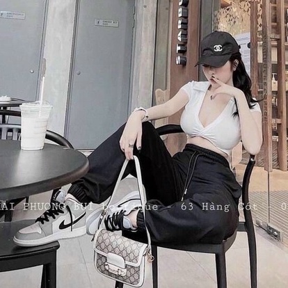 Quần Boom thể thao bo gấu chất da cá tàu/ Hai màu đen, ghi