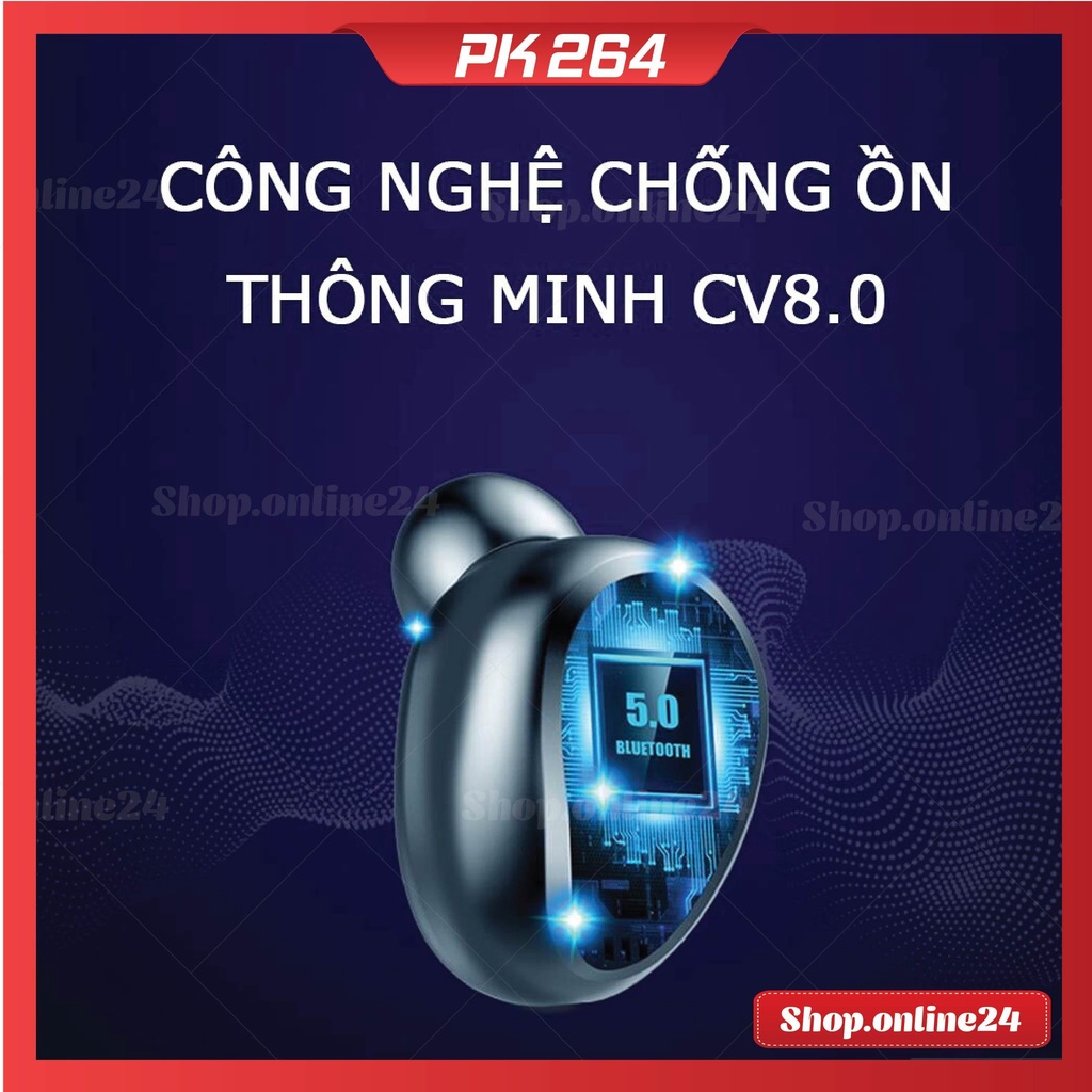 Tai nghe Bluetooth AMOI F9 TWS 5.0 bản QUỐC TẾ không dây cảm ứng chống nước IPX5, chống ồn tích hợp sạc dự phòng 2500mAh