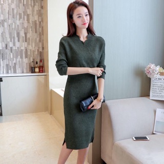 Váy len ôm cổ V chất mềm đẹp ( coi kĩ ảnh thật phía cuối )