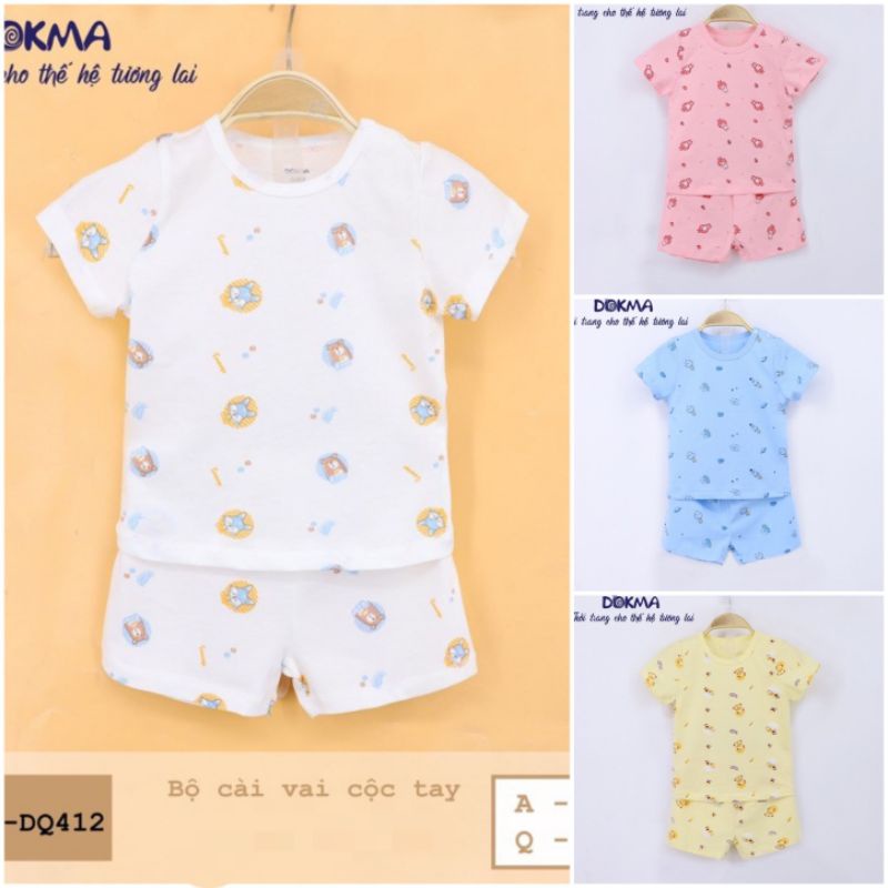 (6-&gt;9 tháng) Bộ cộc tay cài vai Dokma, chất cotton Mỹ siêu mềm mát (DA413-DQ412)