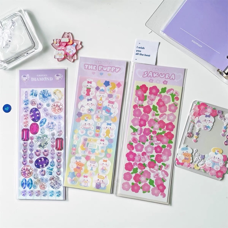 Sticker sakura,puppy_hình dán trang trí top