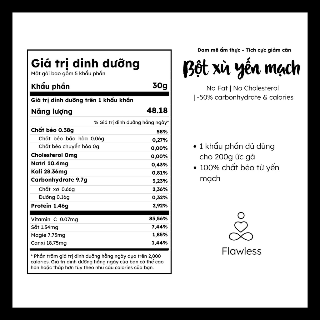 Bột xù yến mạch chế biến Ức gà Flawless | Thực phẩm healthy, đồ ăn kiêng eatclean, tăng cơ, giảm mỡ, giảm cân