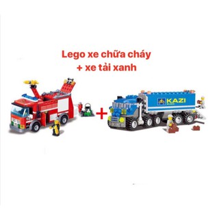 Combo 2 Bộ Lắp Ráp  Xe Chữa Cháy + Xe Tải Xanh 4.9