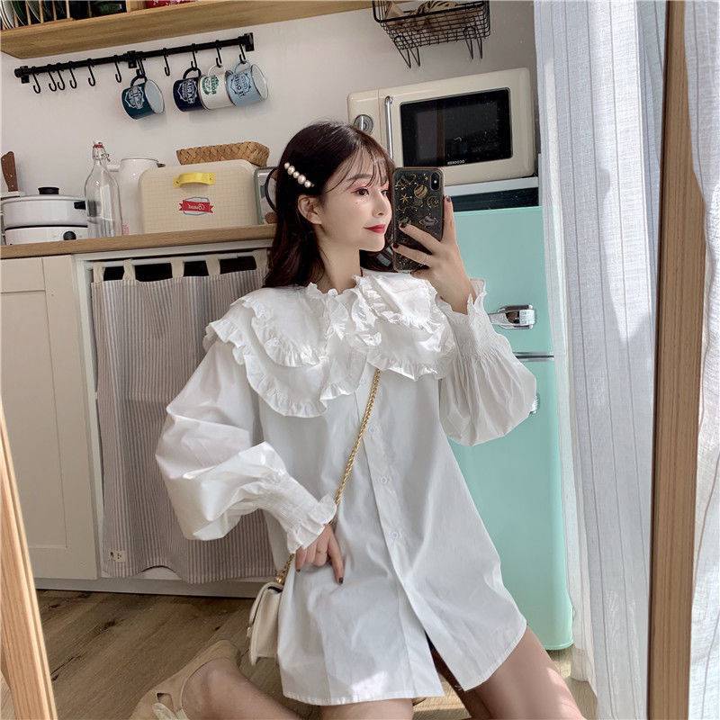 Áo Sơ Mi Trắng Kiểu nữ Công Sở CHIPY Dài Tay Bồng Bo Chun From Rộng Cổ Bèo Tầng Tiểu Thư Hàn Quốc UIzzang Vintage | BigBuy360 - bigbuy360.vn