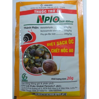 Sản phẩm NPIO DAN 800wp diệt sạch ốc, chết nốc ao - gói 20 gram